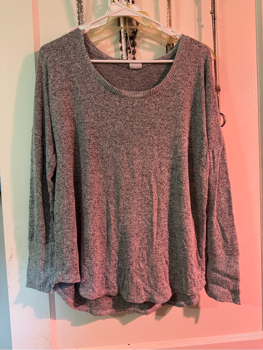 No Boundaries Gray Marled Lightweight Knit Pullover